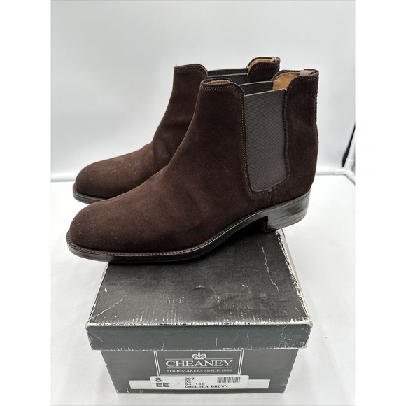 Suede Brown Godrey D Chelsea Boots Size 8 Mens Joseph Cheaney Vibram England - Picture 1 of 12